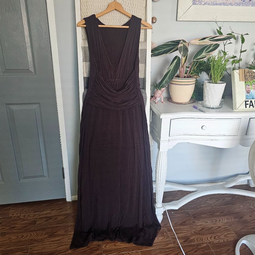 Brown Roman Goddess Maxi Dress | Size M | Stretchy Draped Grecian Style